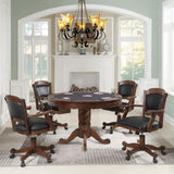 Black and Tobacco Upholstered Game Chair with Casters B062P145543