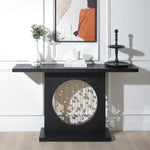 ZUN Modern Black Console Table with Gold Accent, Decorative Entryway Table,56in Wood Console Table, W2729P270745