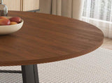 47 Inch Extendable Round Dining Table for 4-8 with Storage, Walnut Finish Circle Dining Table with 25685087