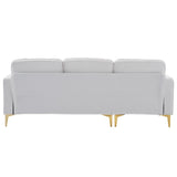 218*141*87cm Burlap Diamond Electroplated Gold Trident Legs Three Seats With Footstool Indoor 29311242