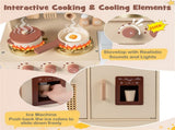 Kids Wooden Play Kitchen with Realistic Lights & Sounds, Pretend Ice Maker & Accessories for 41770514