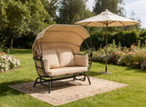 2-Person Outdoor Swing Chair with Adjustable Canopy, Modern Egg Shaped Rocking Lounge Chair with W3990P430773