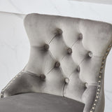 Swivel Velvet Barstools with Button Tufted Decoration and Wooden Legs, and Chrome Nailhead Trim, W1143P241330