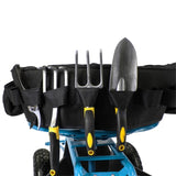 Garden Cart Height Adjustable Scooter with Swivel Seat & Tool Storage Blue 32801682