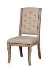 ZUN Natural Rustic Tone Set of 2 Dining Chairs Beige Fabric Tufted back Chairs Nailhead trim Upholstered B01181961