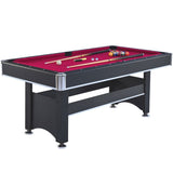 6-ft Pool Table with Table Tennis Top - Black with Red Felt W465137245