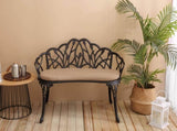 Tulip Patio Garden Bench Metal Park Bench Cast Aluminum Outdoor Furniture with Floral Rose for 38328012