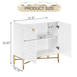 White Modern 2-Door Locker Accent Cabinet with Tapered Metal Feet T3609P333096