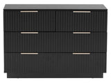 Black P2 Particle Board and Density Board Wavy Pattern Drawer Front Three-Level Four-Drawer Bedside 08161616