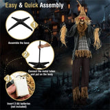 7ft Life-Size Animated Halloween Scarecrow - Sound-Activated 28912663