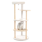 ZUN Multi-Level Cat Tree Modern Cat Tower Wooden Activity Center with Scratching Posts Beige 95146887