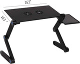 ZUN Foldable Aluminum Laptop Desk Adjustable Portable Table Stand with 2 CPU Cooling Fans and Mouse Pad W2181P154045