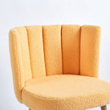 Modern YELLOW dining chair with iron tube wood color legs, shorthair cushions and W23461123