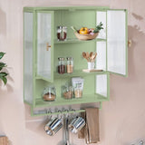 23.62"Glass Doors Modern Two-door Wall Cabinet with Featuring Two-tier Enclosed Storage, an Open W757143037