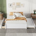 ZUN FULL BED WITH TWIN TRUNDLE AND TWO DRAWERS FOR WHITE COLOR 38233200
