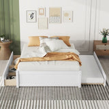 ZUN FULL BED WITH TWIN TRUNDLE AND TWO DRAWERS FOR WHITE COLOR 38233200