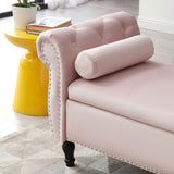 Aijia 63" Velvet Multifunctional Storage Rectangular Sofa Stool Buttons Tufted Nailhead Trimmed W111749321