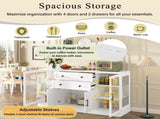 U-Style 58.3" Modern Buffet Sideboard with 4 Doors & 2 Drawers, Adjustable Shelves, Power Outlet, N711P437648K