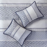 7 Piece Jacquard Comforter Set Navy Cal King B03597210