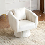 ZUN 360&deg; Swivel Accent Chair, Modern Velvet Fabric Living Room Armchair with Fluffy Cushions, Comfy Wide 91743467