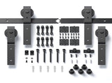 80" Bi-Folding Sliding Barn Door Hardware Kit for 4 Doors,Smoothly&Quietly,Black Track J Shape 85056977