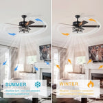 ZUN 52 Inch Crystal Chandelier Fan with Lights and Remote Control, Modern Ceiling Fan with Dual Finish W1592P163571