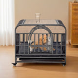 46in Heavy Duty Dog Crate, Furniture Style Dog Crate with Removable Trays and Wheels for High W1863125113