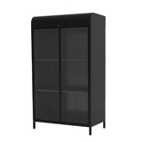 47.6" Tall Metal Storage Cabinet with Glass Doors & Flip-Top, 4-Tier Display Cabinet with Open W3122P272697