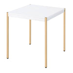 ZUN White and Gold Square End Table B062P181417