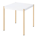 White and Gold Square End Table B062P181417