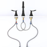 2-Handle 8 inch Widespread Bathroom Sink Faucet Matte Black Lavatory Faucet 3 Hole 360&deg Swivel Spout T3177P277516