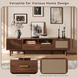 Wood Fashionable TV Stand for 75" TVs, TV Cabinet with Soft-Closing Door and Drop-Down Door Cabinet, N710P257619P