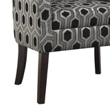 Grey and Black Hexagon Print Barrel Back Accent Chair B062P153761
