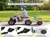 2 in 1 Kids Ride On ATV with Removable Trailer, 6V Electric Quad for Toddlers Ages 3 White 83977788