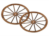 2pcs 30-Inch Old Western Style Garden Art Wall Decor Wooden Wagon Wheel Brown 42415001
