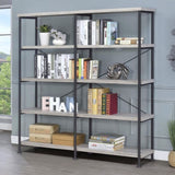 Grey Driftwood and Black Double-Wide Bookcase B062P153782