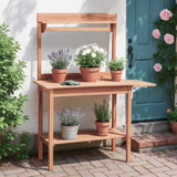 Outdoor Garden Potting Bench Table with Folding Pallet, Wooden Horticulture Planting Worstation with 24967245