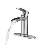 Waterfall Bathroom Faucet Single Handle Bathroom Sink Faucets 1 or 3 Hole Solid Vanity Faucet with W1224P225010