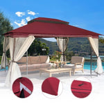 ZUN 13x10 Ft Patio Double Roof Gazebo Replacement Canopy Top Fabric,Wine Red. W2911P210581