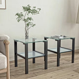 Set of 2, Glass two layer tea small round bedroom corner living room side W24191062