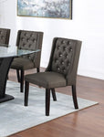 ZUN Modern Fabric / Polyfiber Ash Black Tufted Set of 2 Chairs Seat Chair Rubber wood MDF Kitchen B011P194025