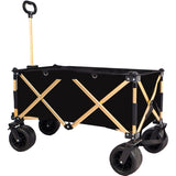 ZUN aluminum alloy folding wagon, Heavy Duty Utility Beach Wagon Cart for Sand with Big Wheels, W321P190035