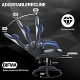 Ergonomic Gaming Chair with Footrest, PU Leather Video Game Chairs for Adults, Reclining Gamer Chair 34681034