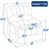 ZUN 23" Seat Width and High Back Large Size Blue Chenille Power Lift Recliner Chair with 8-Point W1803109170