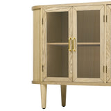 TREXM Farmhouse Sideboard Cabinet with Storage, Wood Buffet Cabinet with Glass Doors and Adjustable N715P264923D