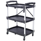 3 Layers Folding Collapsible Service Cart Pack-N-Roll Folding Collapsible Service Cart, Black, 50 W46578737