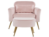 Half Disassembled Single Chair With Gold Feet And Pedals Flannelette Indoor Leisure Chair Pink 19870933