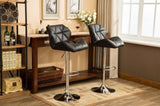 ZUN Glasgow Contemporary Tufted Adjustable Height Hidraulic Bar Stools, Set of 2, Black T2574P164864