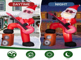 Guitar Santa Inflatable 8ft with Music & Light-Up Mouth, 190D Polyester Christmas Yard Decor, US 72694836