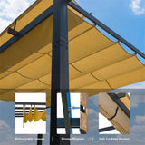 Outdoor Retractable Pergola with Weather-Resistant Sun Shade Canopy, Aluminum Pergola Gazebo for W1859110170